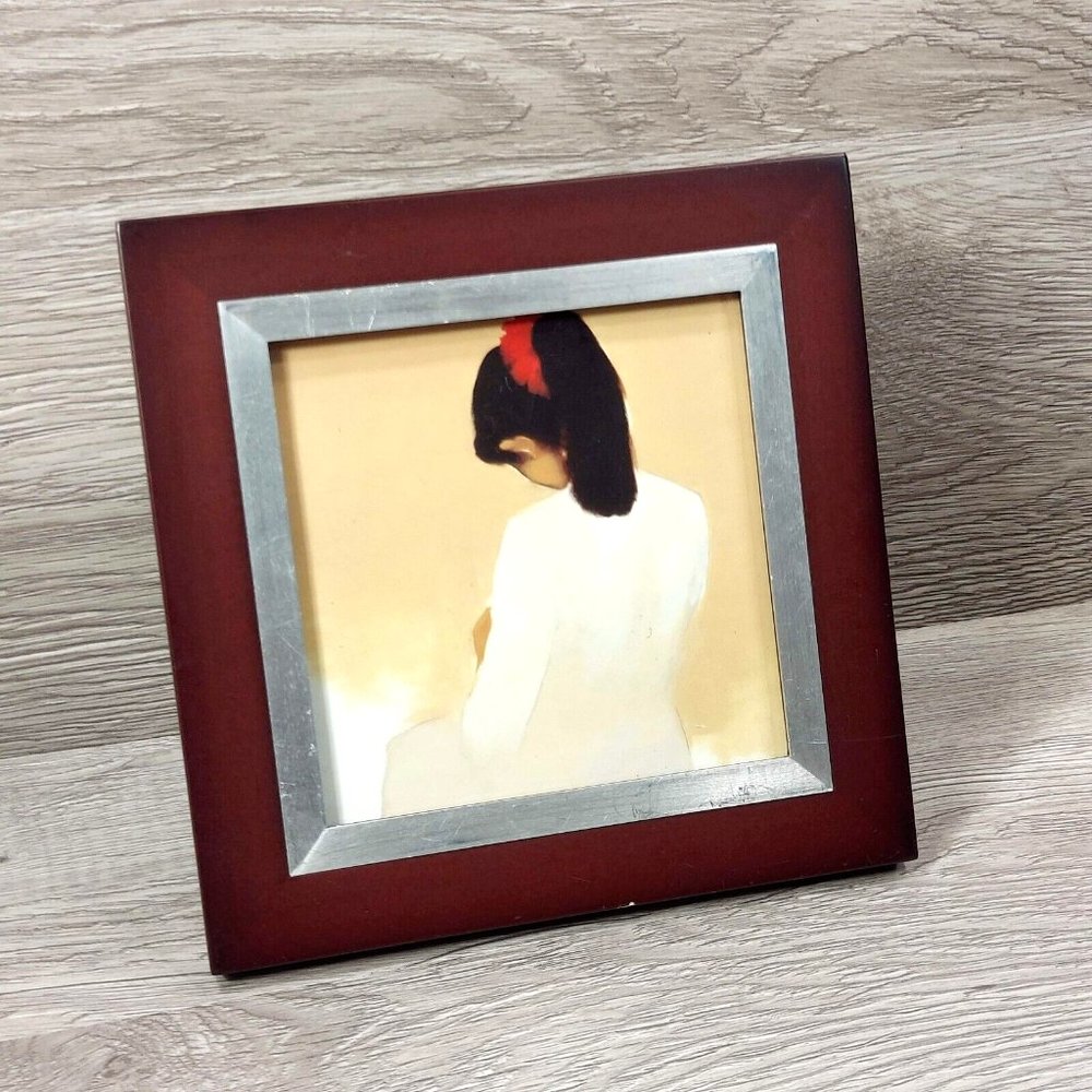 Asian Woman Nguyen Thanh Binh Wall Print Picture VTG Brown/Silver Frame Art Gift